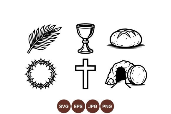 Christian Easter Symbol Clipart for Embroidery Projects