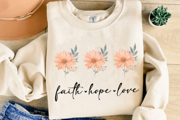 Christian SVG, Faith Hope Love PNG for Real Embroidery Projects