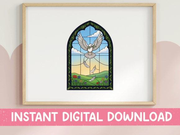 Dove Stained Glass Coastal Window Print Review