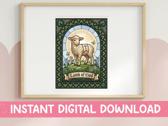Lamb of God Stained Glass Print Review for Embroidery Projects